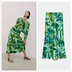 Zara tropical print midi skirt 1260
